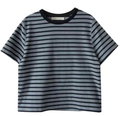Women's Blue Striped Short-Sleeve Knit Top