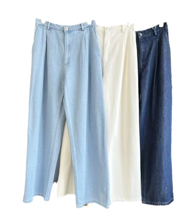 High-Waist Washed Denim Straight-Leg Pants for Women