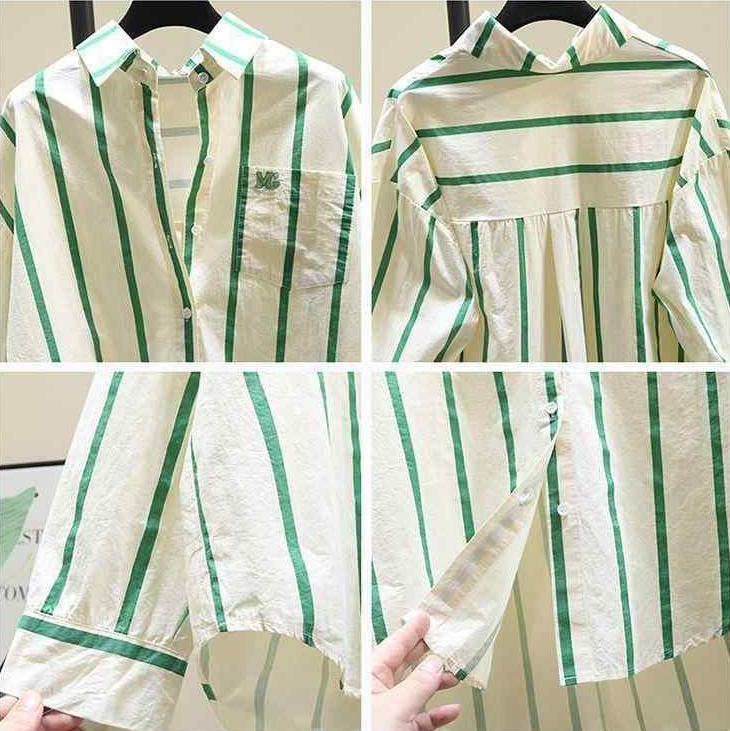 Women's Relaxed Fit Long-Sleeve Stripe Blouse