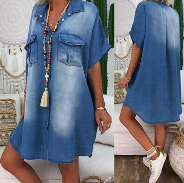 Women's Elegant Short-Sleeve Collared Dress