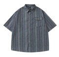 Men's Retro Striped Short-Sleeve Shirt