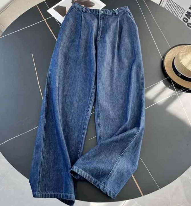 High-Waist Washed Denim Straight-Leg Pants for Women