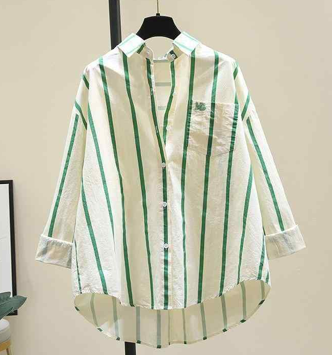 Women's Relaxed Fit Long-Sleeve Stripe Blouse